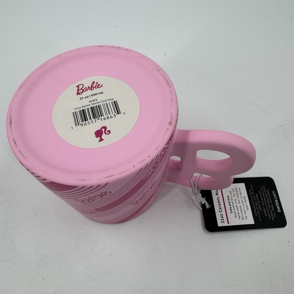 Barbie Classic Pink Coffee Ceramic Mug New Ceramic W/Tag - Picture 4 of 5
